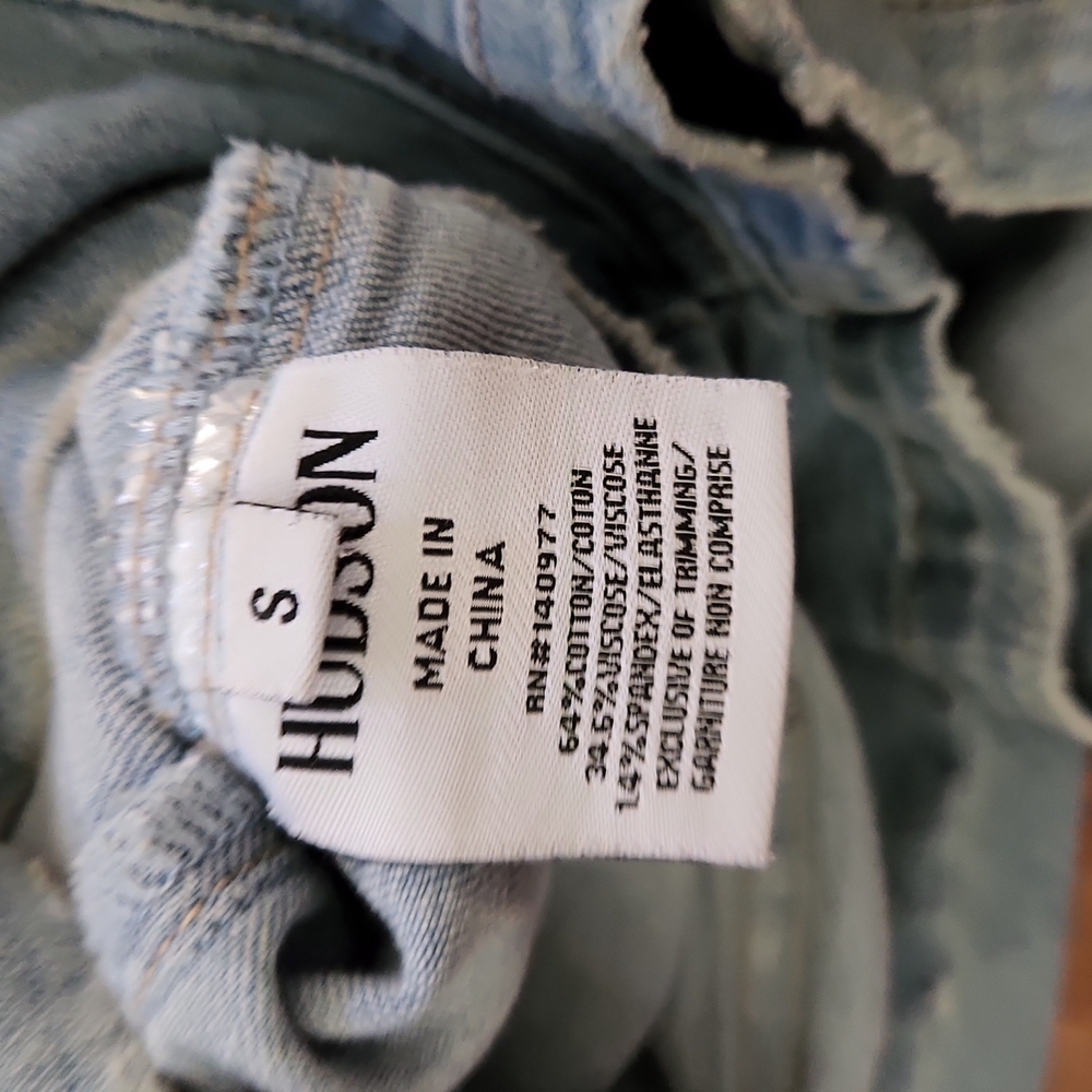 HUDSON GIRLS DENIM JUMPER BUTTON FRONT ADJUSTABLE ON BACK RAW HEM SLEEVE - Picture 4 of 5